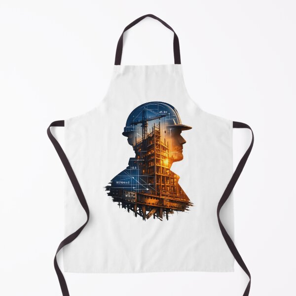 Item preview, Construction Worker Silhouette – Architectural Blueprint Double Exposure Art designed and sold by BTBArtwork.