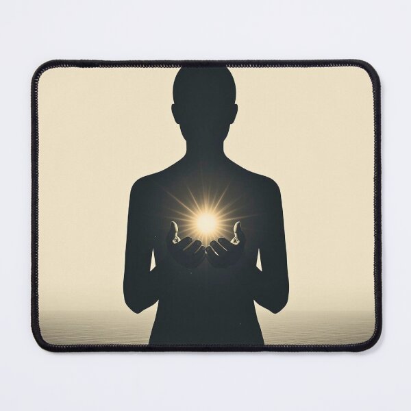 Item preview, The Inner Sun: Minimalist Spiritual Silhouette Holding Radiant Light Art designed and sold by Cozyartsss.
