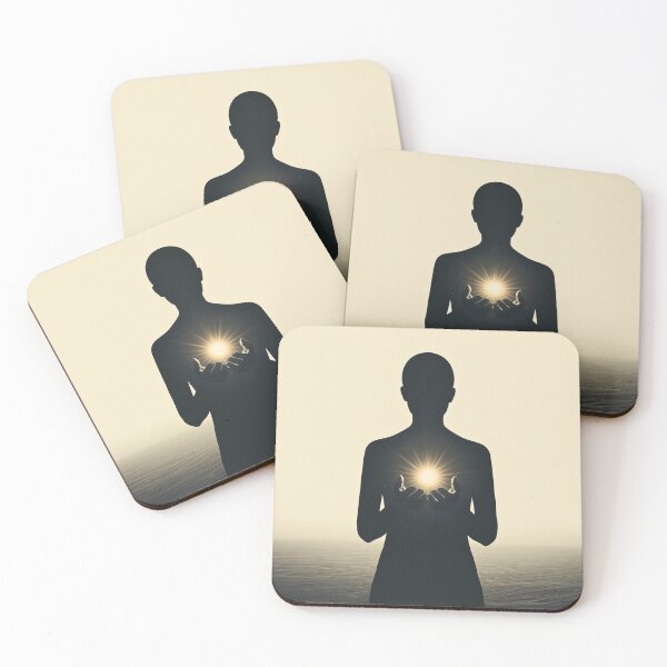 Item preview, The Inner Sun: Minimalist Spiritual Silhouette Holding Radiant Light Art designed and sold by Cozyartsss.