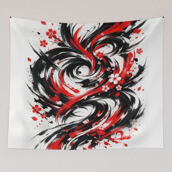 Item preview, Abstract Ink Brush Art with Sakura Accents designed and sold by optimusprime39.