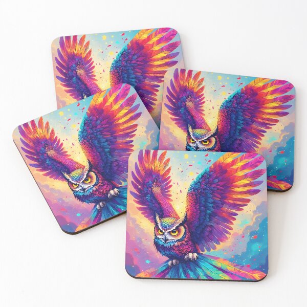 Item preview, Flying Owl Freedom Wings Colorful Fantasy Bird designed and sold by Neer arts.