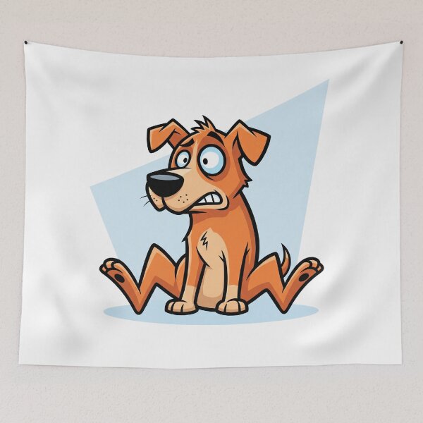 Item preview, Nervous Funny Dog Cartoon Illustration designed and sold by i1ovedogs.