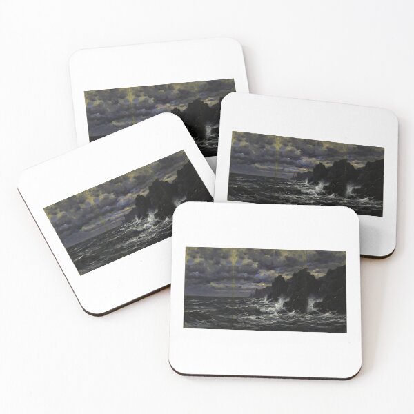 Item preview, Stormy Sea Cliff Landscape Painting designed and sold by Natureframe Studio.