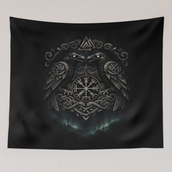 Item preview, Odin’s Ravens – Huginn & Muninn Viking Raven, Dark Norse Mythology Aurora  designed and sold by Alaska Magick.