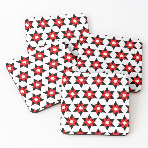 Item preview, Crimson Shuriken - Red & Black Geometric Star Pattern designed and sold by The Nomadic Designs.