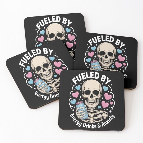 Item preview, Fueled By Energy Drinks & Anxiety Skull Drink Apparel designed and sold by CottonCandyPrin.