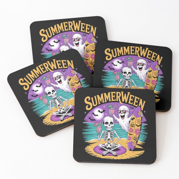 Item preview, Summerween Skeleton Ghost Beach Party Halloween Vibes designed and sold by HaiharryCartoon.