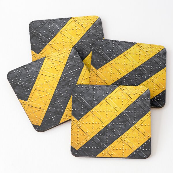 Item preview, Riveted Hazard Stripe Steel designed and sold by Kaleidoscope Print.