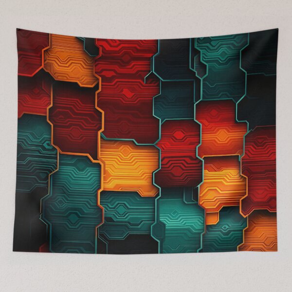 Item preview, Neon Circuit Mosaic designed and sold by Kaleidoscope Print.