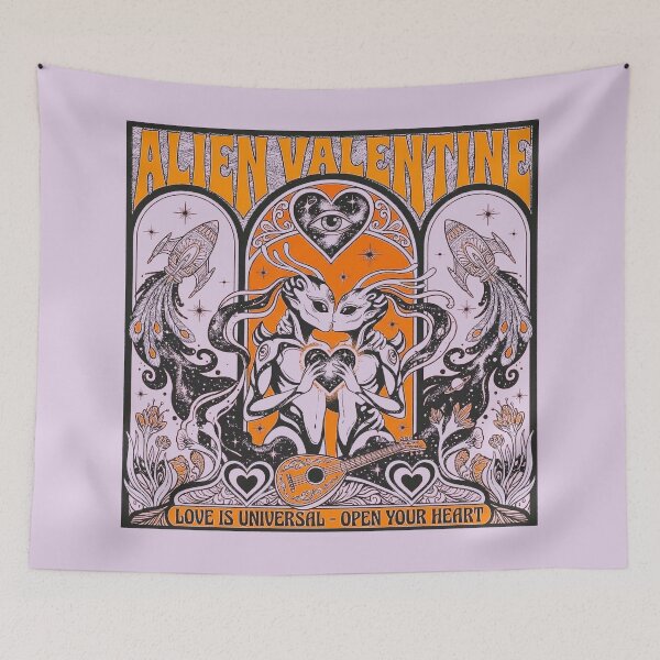 Item preview, Alien Valentine Psychedelic Art Nouveau Cosmic Kiss designed and sold by zzz888.