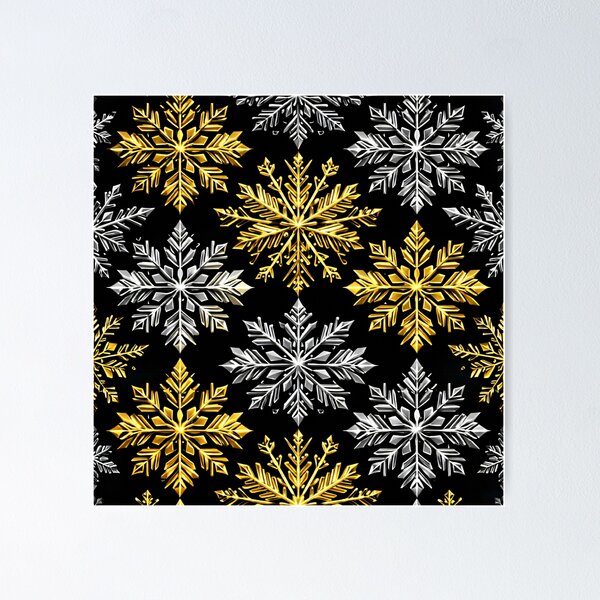 Item preview, Gold & Silver Snowflakes designed and sold by Kaleidoscope Print.