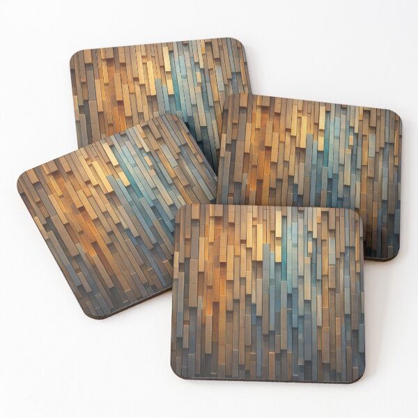 Item preview, Amber & Teal Wood Mosaic designed and sold by Kaleidoscope Print.