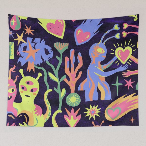 Item preview, Neon Psychedelic Alien Love Cosmic Pattern designed and sold by zzz888.