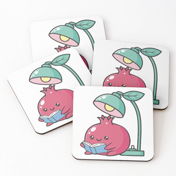 Item preview, Cute Pomegranate Reading a Book, Kawaii Study Illustration designed and sold by littleflabby.