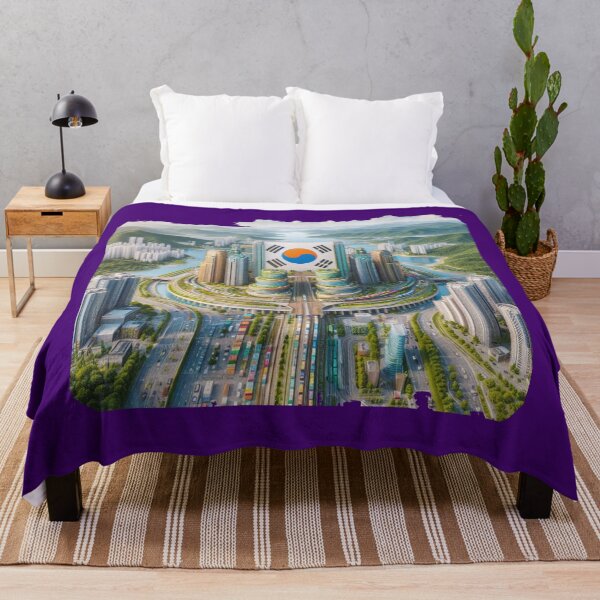 Item preview, Views Around Cheongnyangni Two Most Beautiful City Landscapes Label with Korean Flag designed and sold by PaintMeWorld.