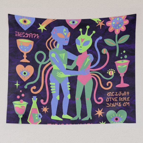 Item preview, Neon Psychedelic Alien Love Galactic Cipher designed and sold by zzz888.