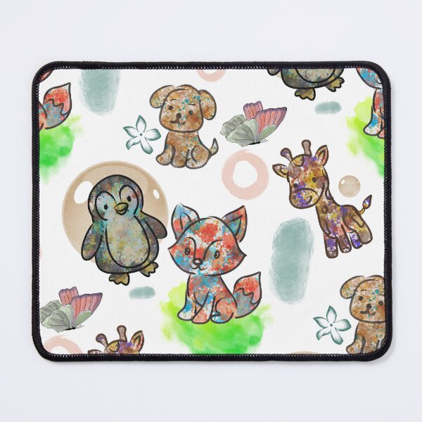 Item preview, Cute Animal Mix Pattern – Fox, Giraffe, Dog, Butterfly & Penguin Seamless Design designed and sold by FaithAddict.