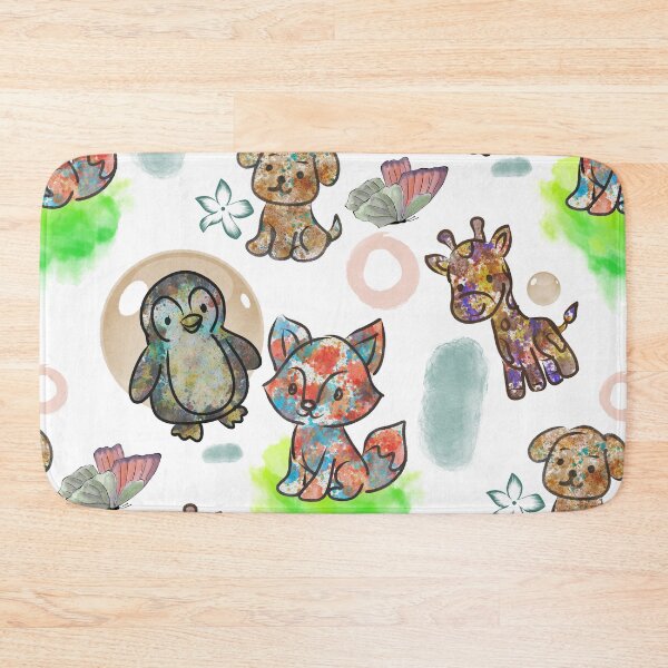 Item preview, Cute Animal Mix Pattern – Fox, Giraffe, Dog, Butterfly & Penguin Seamless Design designed and sold by FaithAddict.