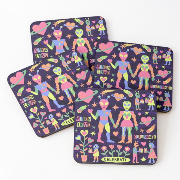 Item preview, Neon 90s Blacklight Alien Love Celebration designed and sold by zzz888.