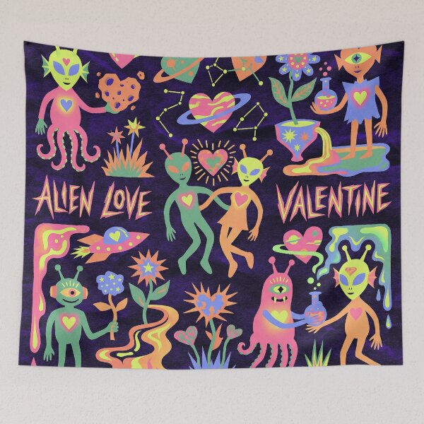 Item preview, Neon Psychedelic Alien Love Valentine Blacklight Aesthetic designed and sold by zzz888.