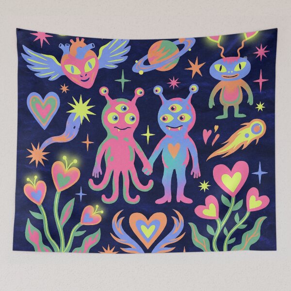 Item preview, Neon Psychedelic Alien Love Cosmic Montage designed and sold by zzz888.