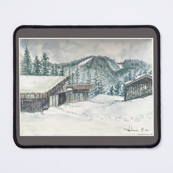 Item preview, Bouda Mama Pivovar in Winter – Czech Mountain Watercolour Illustration designed and sold by ArtwithKellie.