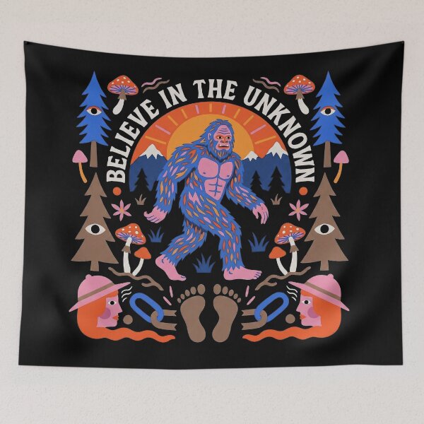 Item preview, Believe In The Unknown Psychedelic Bigfoot Folk Art designed and sold by zzz888.
