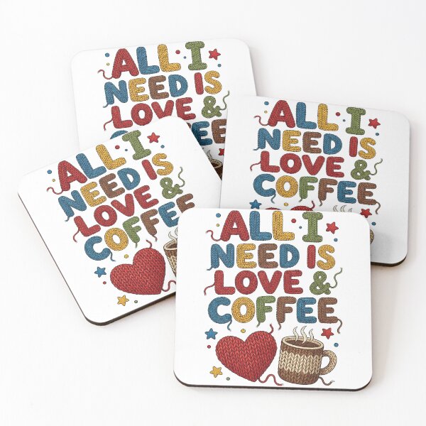 Item preview, All I Need Is Love and Coffee Knitted Typography Design designed and sold by Lulunza.