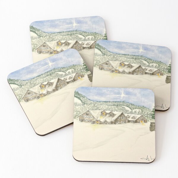 Item preview, Bouda Mama Wellness Resort in Snow – Winter Watercolour designed and sold by ArtwithKellie.