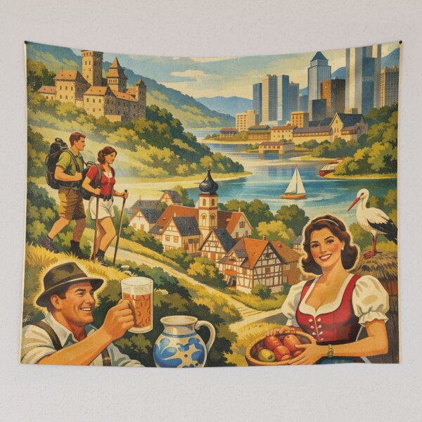 Item preview, Vacation in Hesse – Nostalgic Travel Poster Design designed and sold by Mauswohn.