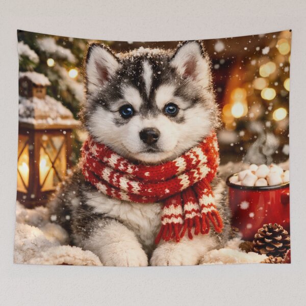 Item preview, Cozy Winter Siberian Husky Puppy designed and sold by Myra365Art.