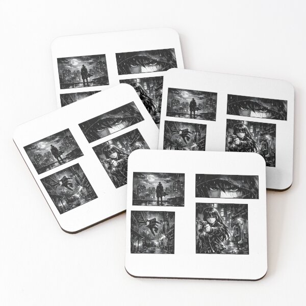 Item preview, 5 manga panels: Dark city at night designed and sold by rolfzogg ART.