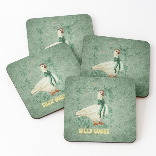 Item preview, Cottagecore aesthetic: Silly Goose: King Goose With Emerald Green Ribbon Watercolor designed and sold by Monica Laipple.