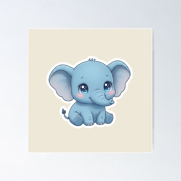 Item preview, kawaii chibi baby elephant designed and sold by AwesomeArtist26.