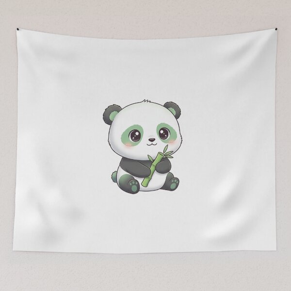 Item preview, kawaii baby panda holding a bamboo stick designed and sold by AwesomeArtist26.