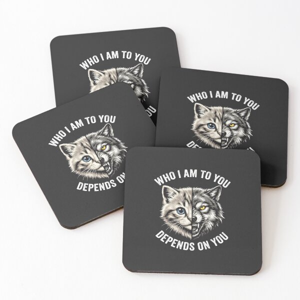 Item preview, Duality Kitten and Wolf Split Face Karma Quote designed and sold by MarCinu Art.