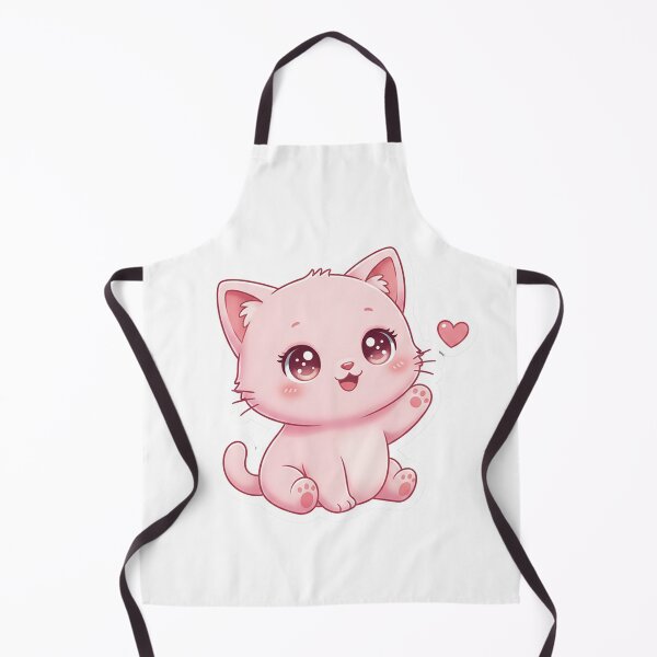 Item preview, kawaii baby cat waving, star eyes, soft pastel pink, tiny heart near face, clean vector look designed and sold by AwesomeArtist26.