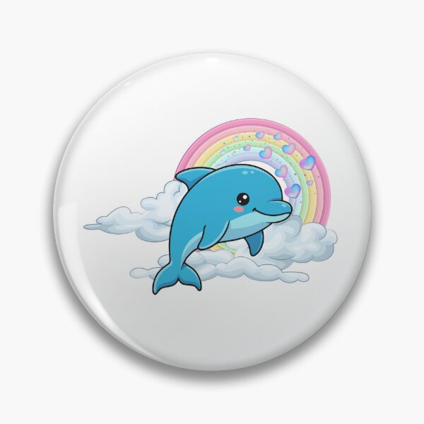 Item preview, Rainbow Dolphin - Cute Blue Dolphin Jumping through Clouds and Hearts designed and sold by Love3Happy.