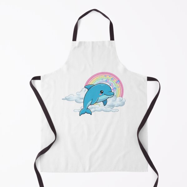 Item preview, Rainbow Dolphin - Cute Blue Dolphin Jumping through Clouds and Hearts designed and sold by Love3Happy.