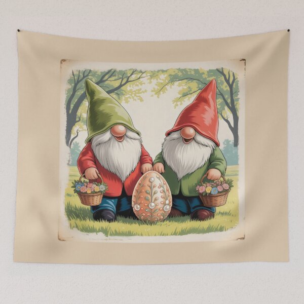 Item preview, Vintage Easter Gnomes with Spring Flowers and Decorative Egg Art designed and sold by SplashTastic.
