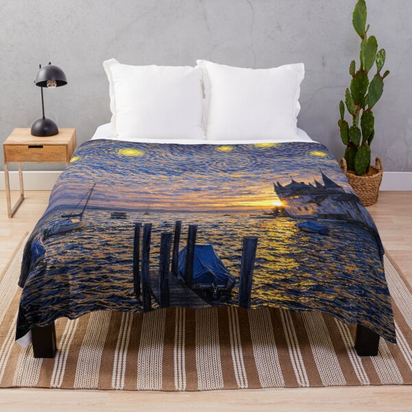 Item preview, Van Gogh Style Starry Night Over Steckborn, Switzerland – Dreamy Lakeside City Art designed and sold by BabyTiger-.