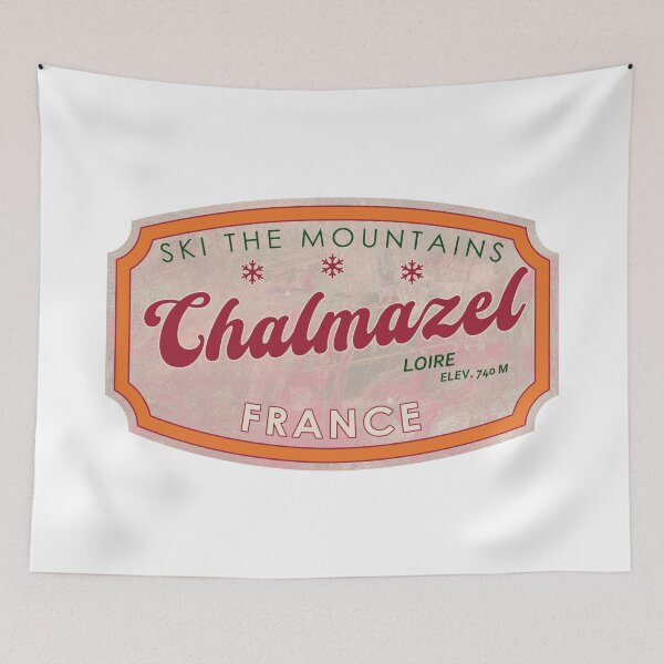 Item preview, Chalmazel, France, Loire, Ski, textured skiing badge designed and sold by Wanderful-roads.