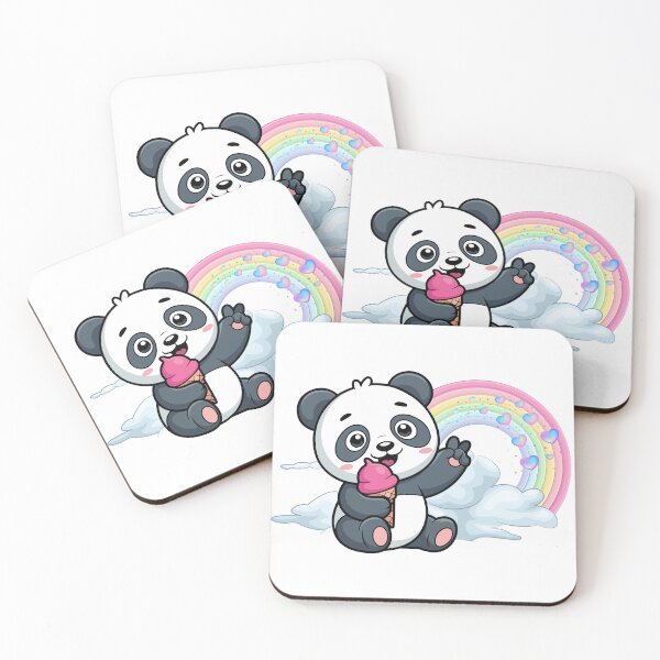Item preview, Panda with Ice Cream - Cute Panda on a Cloud Making Peace Sign designed and sold by Love3Happy.