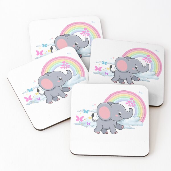 Item preview, Magical Elephant - Cute Gray Elephant Blowing Hearts with Rainbow designed and sold by Love3Happy.