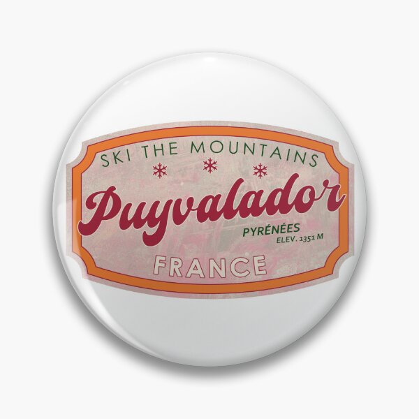Item preview, Puyvalador, France, Pyrénées, Ski, textured skiing badge designed and sold by Wanderful-roads.