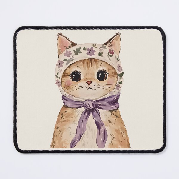 Item preview, Charming Cat in Floral Bonnet - Vintage Girly Cat designed and sold by Steele-Art.