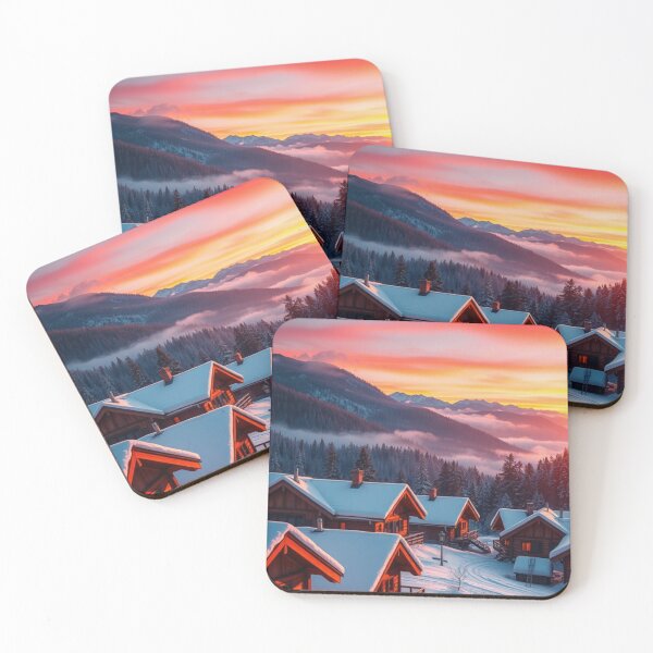 Item preview, Alpenglow Dream | Vibrant Winter Mountain Cabin Sunset designed and sold by Jade Ado.