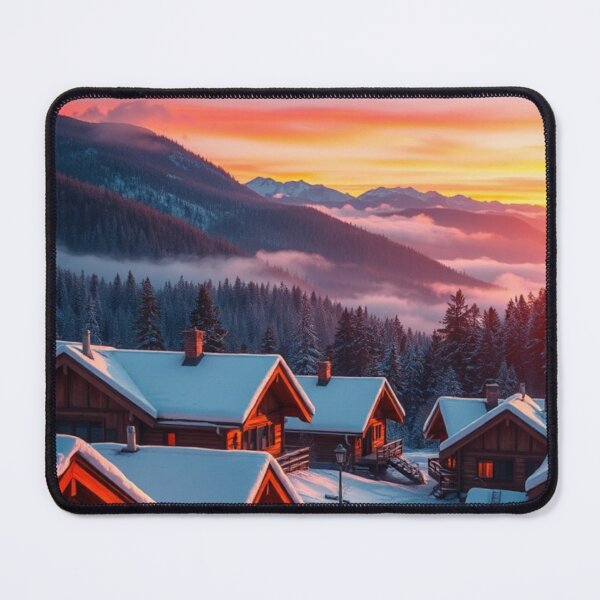 Item preview, Alpenglow Dream | Vibrant Winter Mountain Cabin Sunset designed and sold by Vida e Arte.