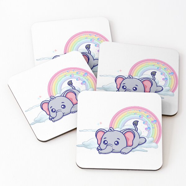 Item preview, Dreaming Elephant - Cute Gray Elephant Sleeping on a Cloud with Rainbow designed and sold by Love3Happy.