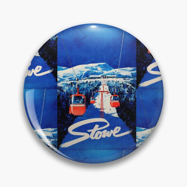 Item preview, Vintage Ski Poster | Mid-Century Travel Art | Gondola Lift System | Stowe Resort | Blue & White Winter Scene | Skiing Decor designed and sold by artofuniverse.